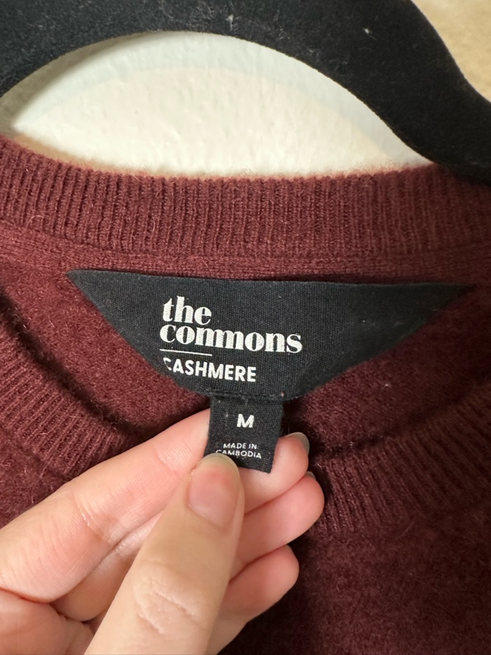 The Commons 100% Cashmere Crewneck Sweater Burgundy Red Brown Medium - Picture 4 of 7